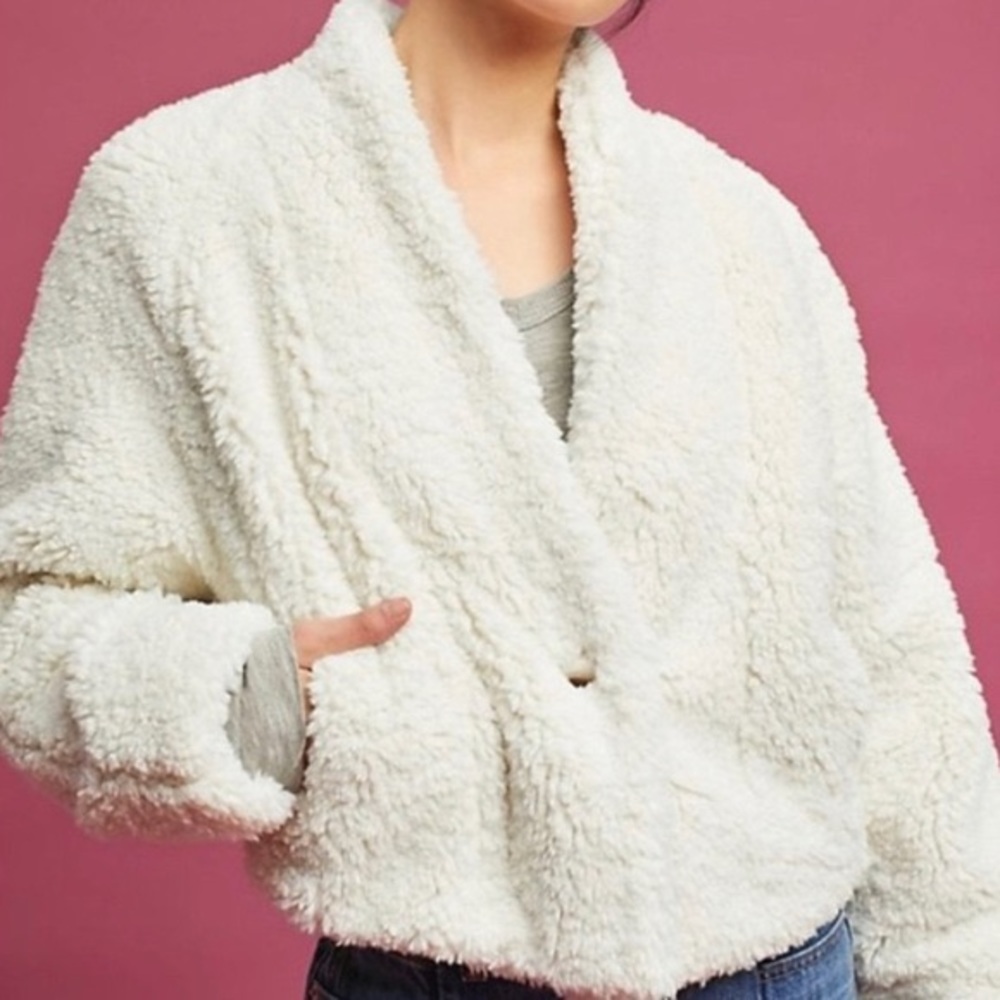Anthropologie Hei Hei Ivory Stella Sherpa Jacket